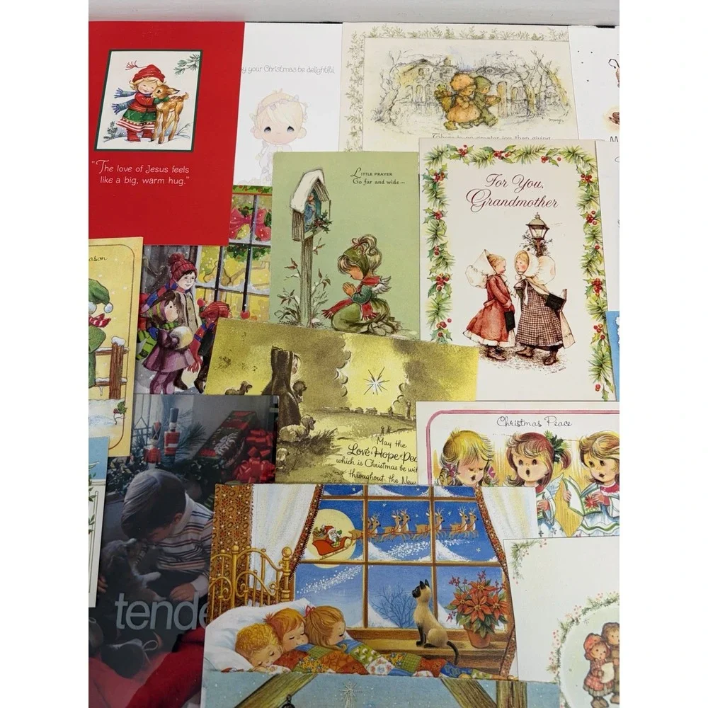 Vintage Christmas Cards Fronts ONLY Kids Children Scrapbooking Crafts Lot of 50+